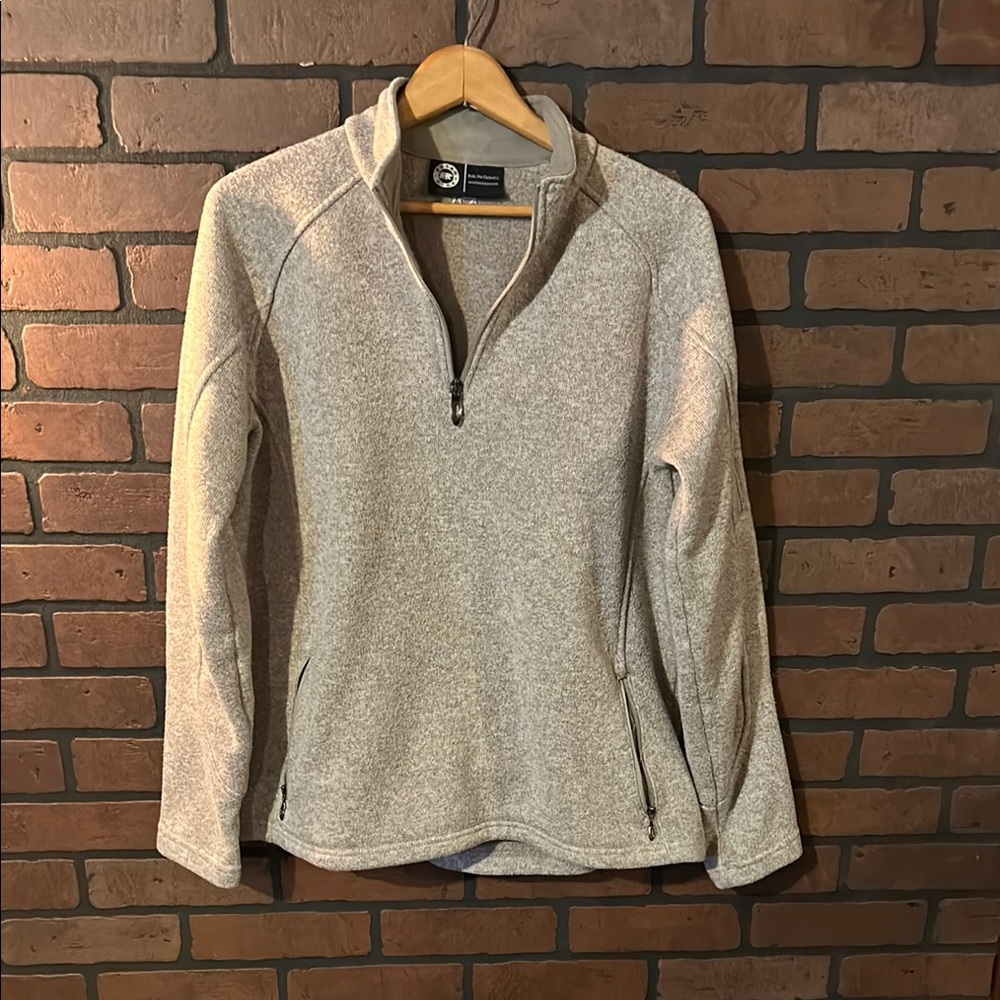 Women's oatmeal tan Polar King  Quarter-Zip Sweater